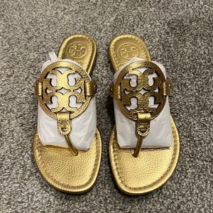Tory Burch Gold Miller Sandals, Size 6.5
